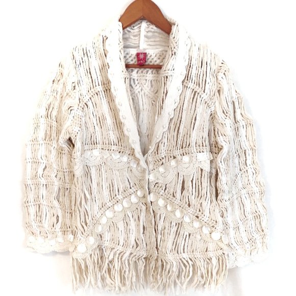 Sandy Starkman Jackets & Blazers - SANDY STARKMAN Knotted Art To Wear Crochet Jacket
